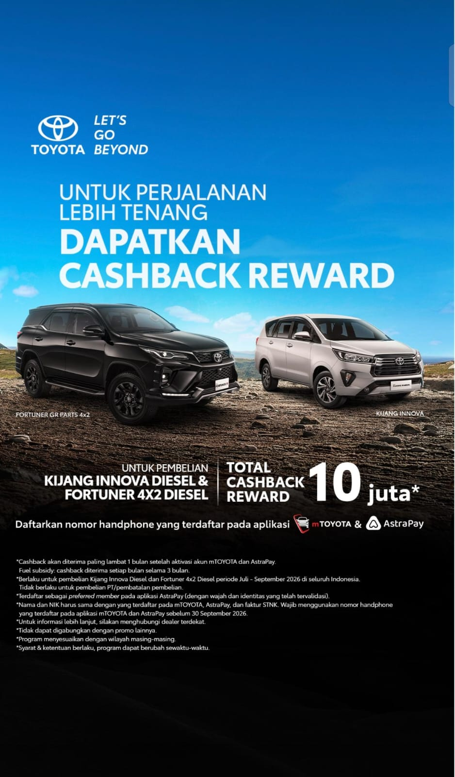 Cashback Reward Innova & Fortuner